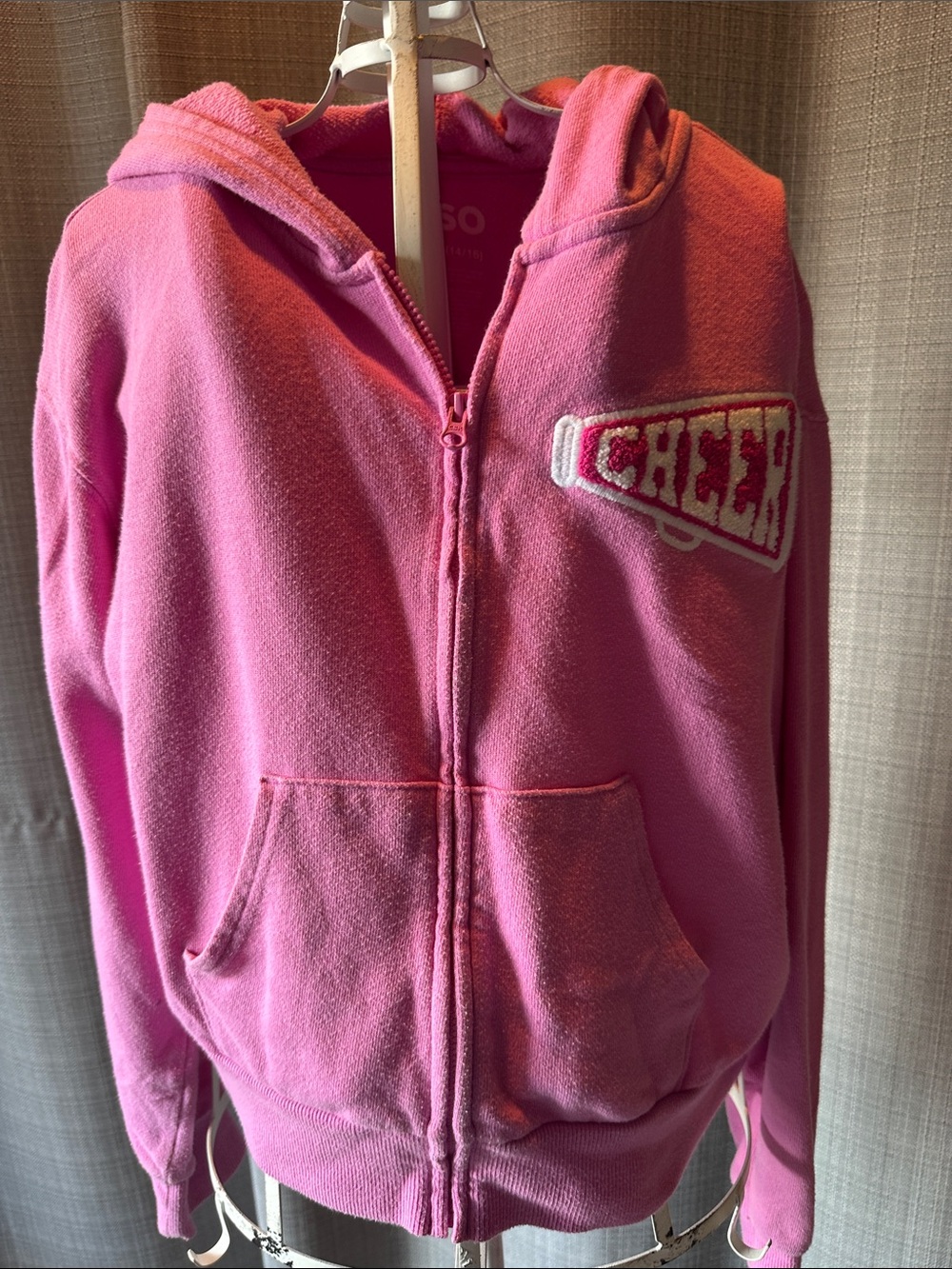 Kids Pink Zip-Up Hoodie with Cheer Patch